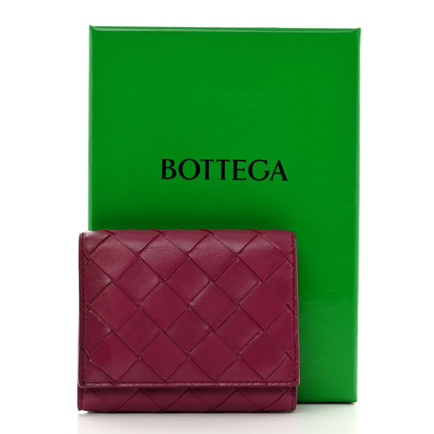 Nappa Intrecciato Trifold Wallet Cinnabar