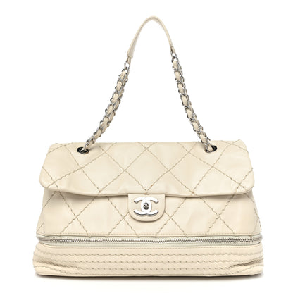 Chanel Calfskin Stitched Large Expandable Flap Bag White 1 of 21