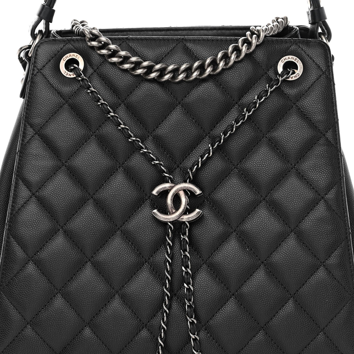 Chanel Caviar Quilted Medium CC Bucket Bag Black 8 of 10