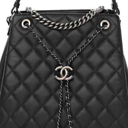 Chanel Caviar Quilted Medium CC Bucket Bag Black 8 of 10