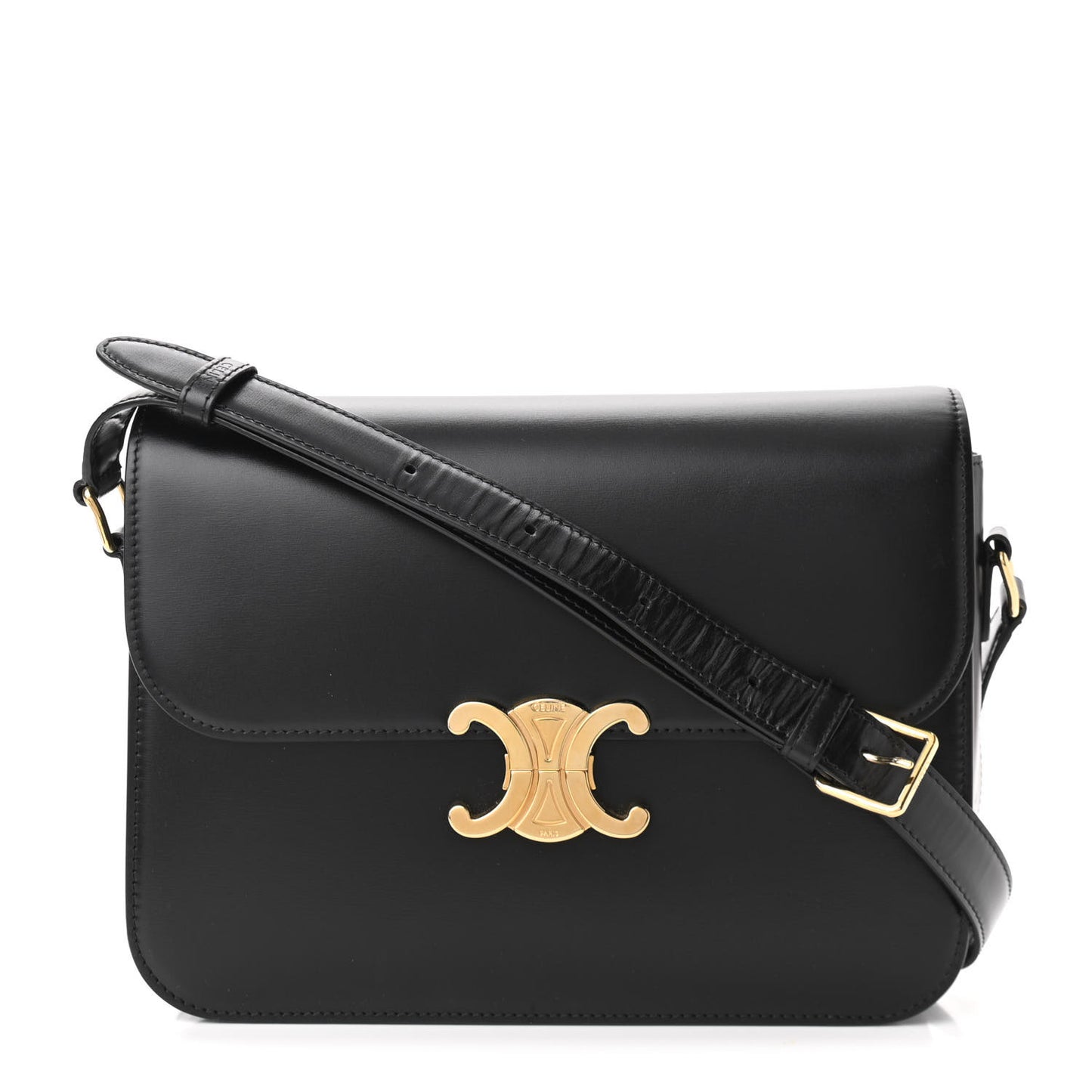 Shiny Calfskin Large Triomphe Black