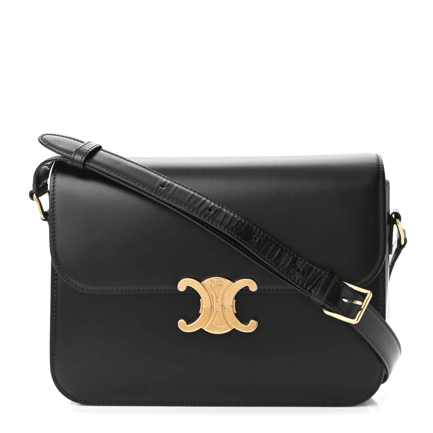 Celine Shiny Calfskin Large Triomphe Black 1 of 10