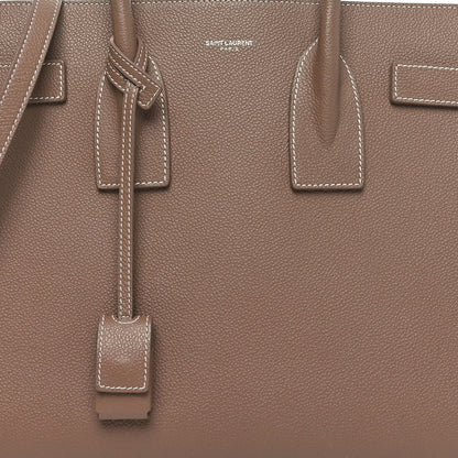 Saint Laurent Grained Calfskin Topstitch Small Classic Sac De Jour Taupe 8 of 10