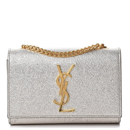 Saint Laurent Metallic Calfskin Small Classic Monogram Kate Satchel Pale Gold 1 of 9