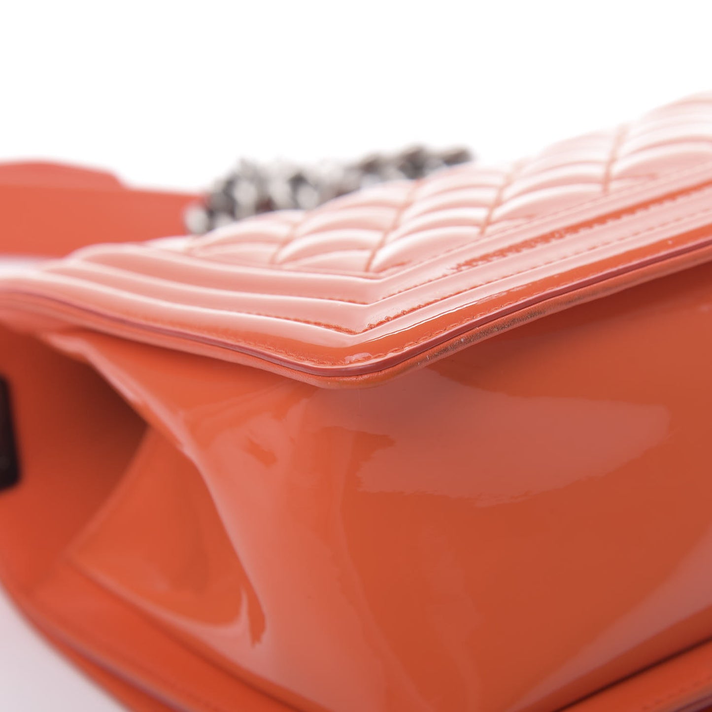 Patent Quilted Medium Boy Flap Orange