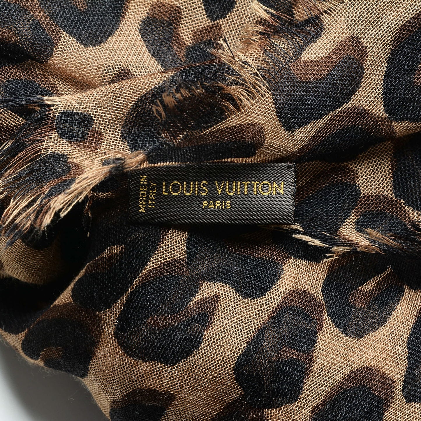 Cashmere Silk Leopard Stole Brown