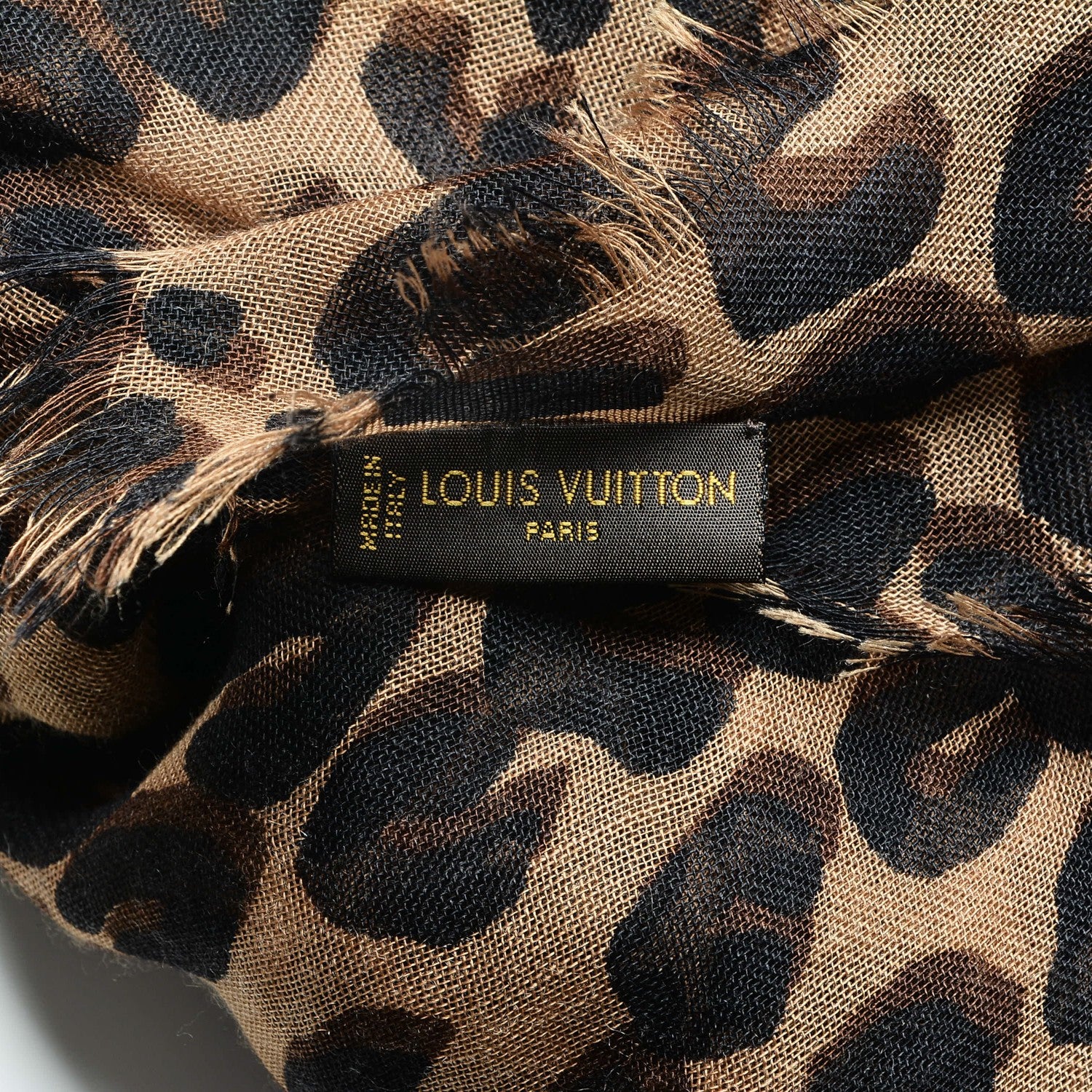 Louis Vuitton Cashmere Silk Leopard Stole Brown 4 of 5