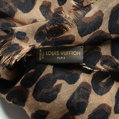 Louis Vuitton Cashmere Silk Leopard Stole Brown 4 of 5