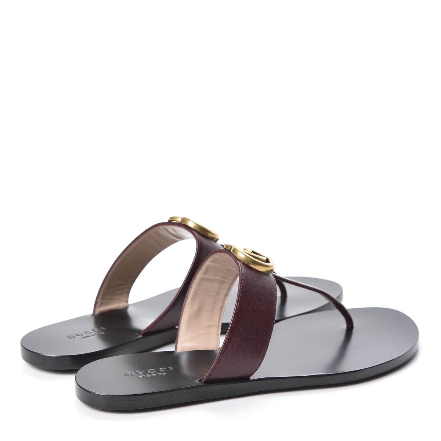Calfskin GG Marmont Thong Sandals 37 Vintage Bordeaux