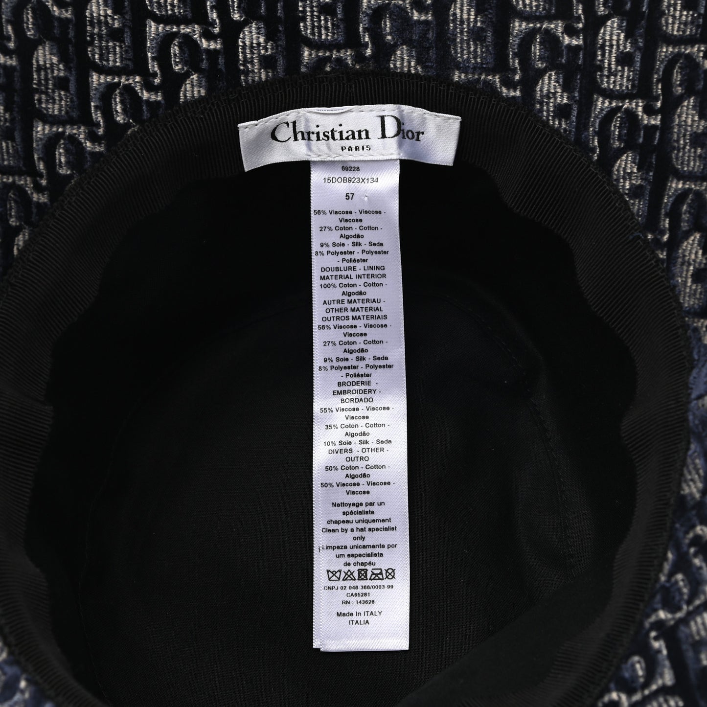 Velvet Oblique Large Brim Bucket Hat 57 Bleu Red