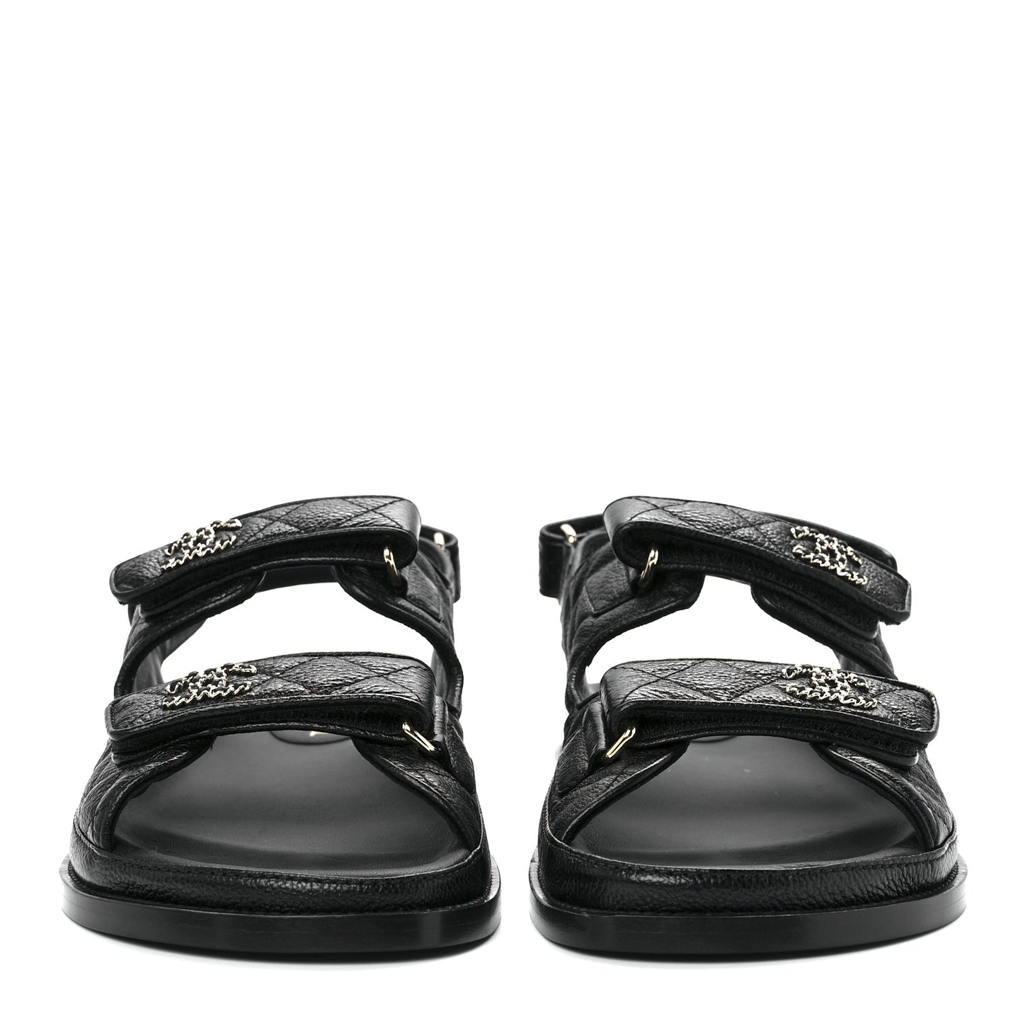 Grained Calfskin Velcro Dad Sandals 41 Black