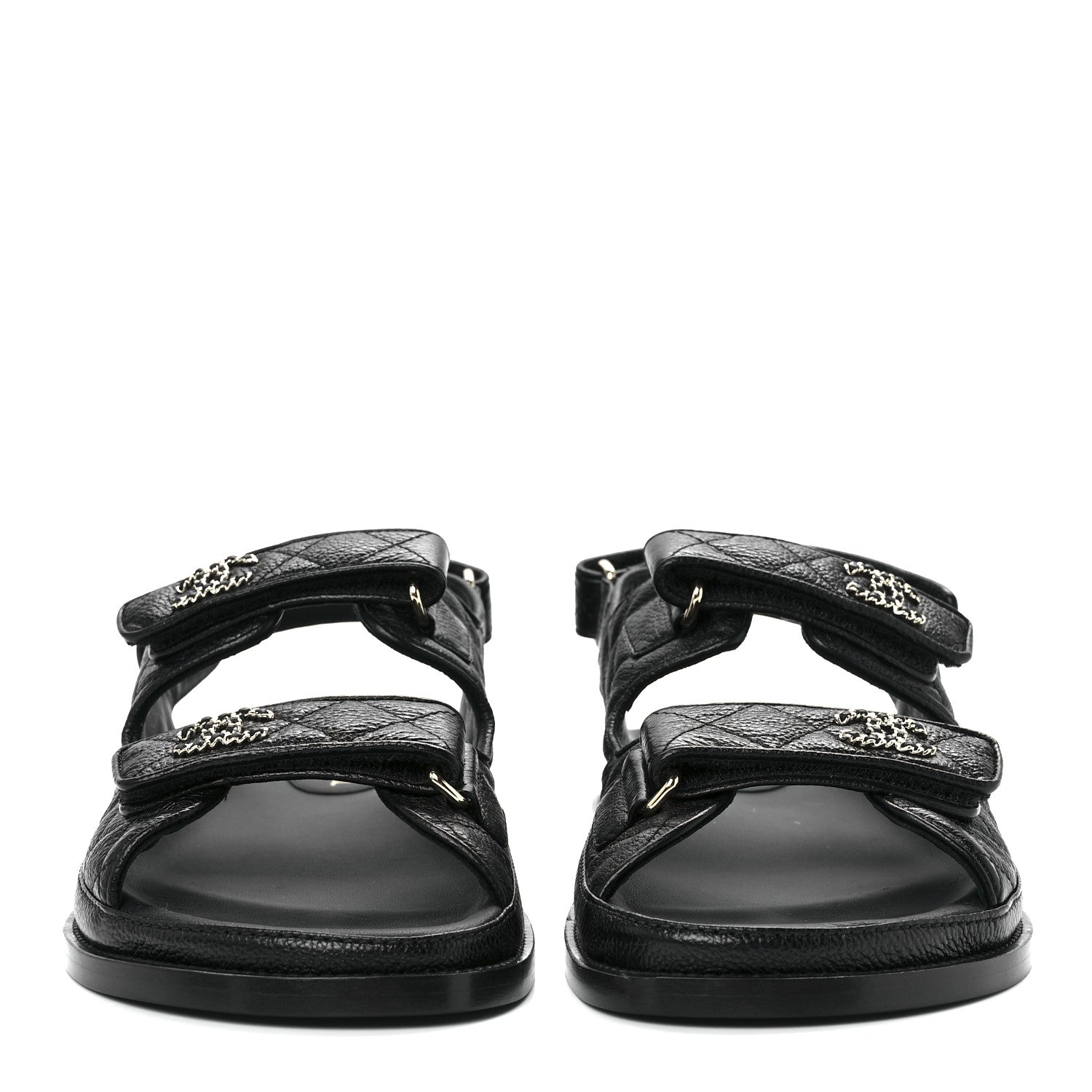 Chanel Grained Calfskin Velcro Dad Sandals 41 Black 2 of 8