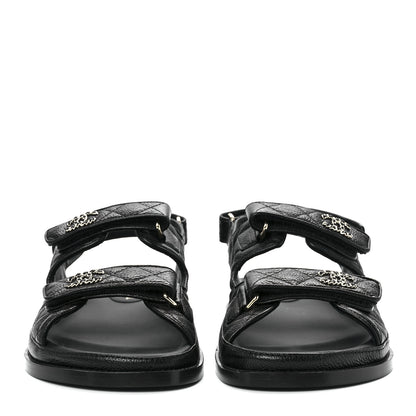 Chanel Grained Calfskin Velcro Dad Sandals 41 Black 2 of 8
