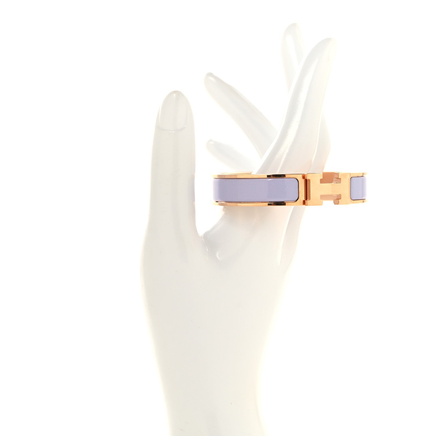 Hermes Enamel Narrow Clic Clac H Bracelet PM Rose Dragee 2 of 5