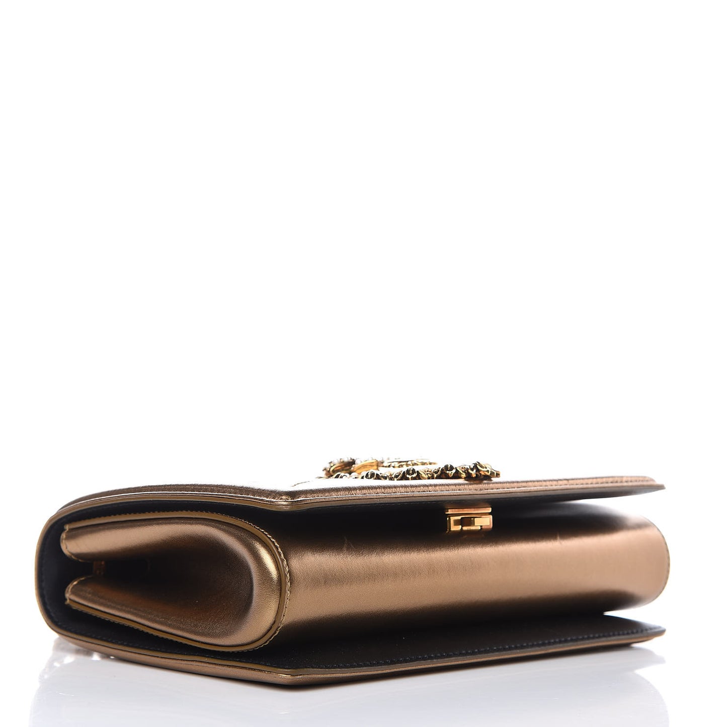 Metallic Calfskin Medium Devotion Crossbody Bag Gold
