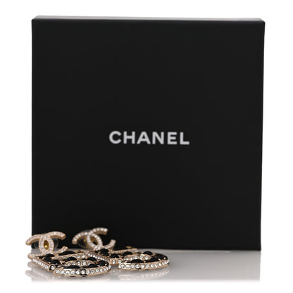 Chanel Crystal Lambskin Chain CC No 5 Drop Earrings Gold Black 5 of 5