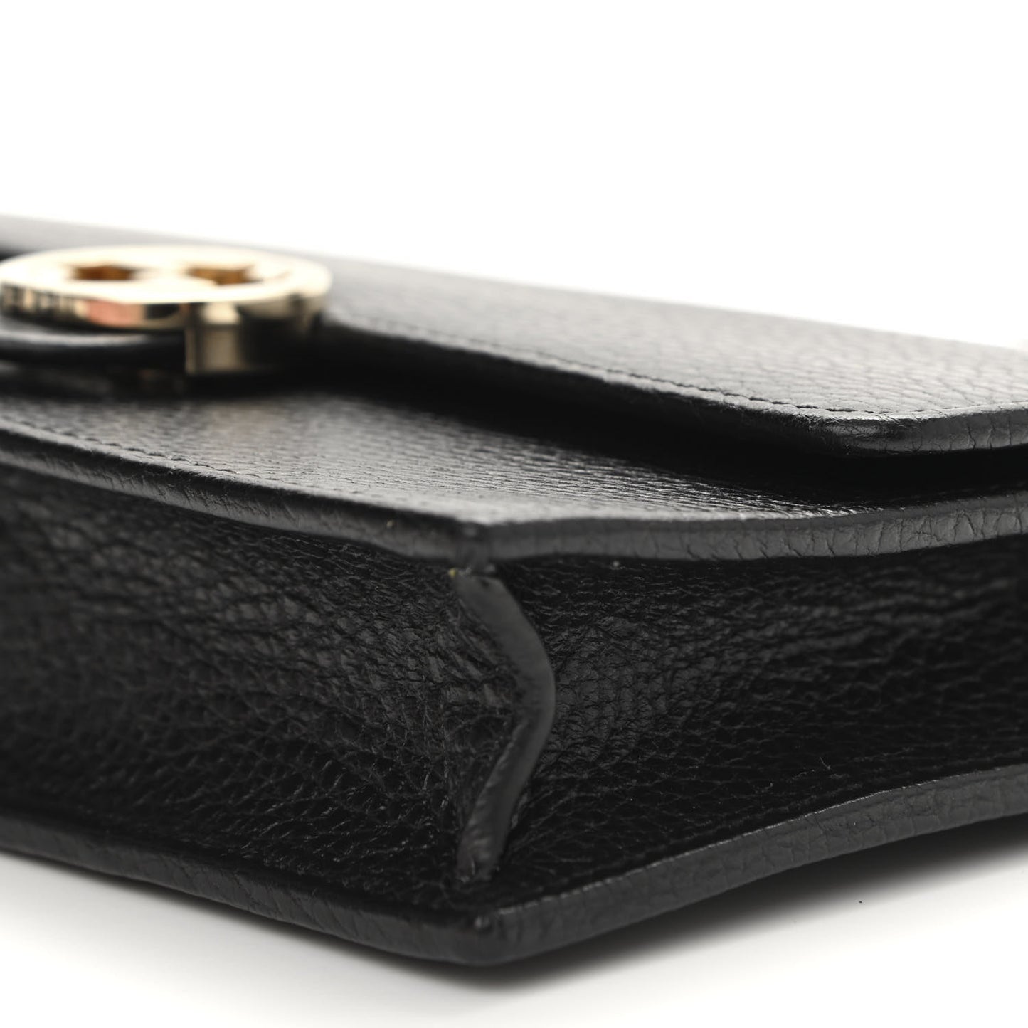 Dollar Calfskin Interlocking G Chain Wallet Black