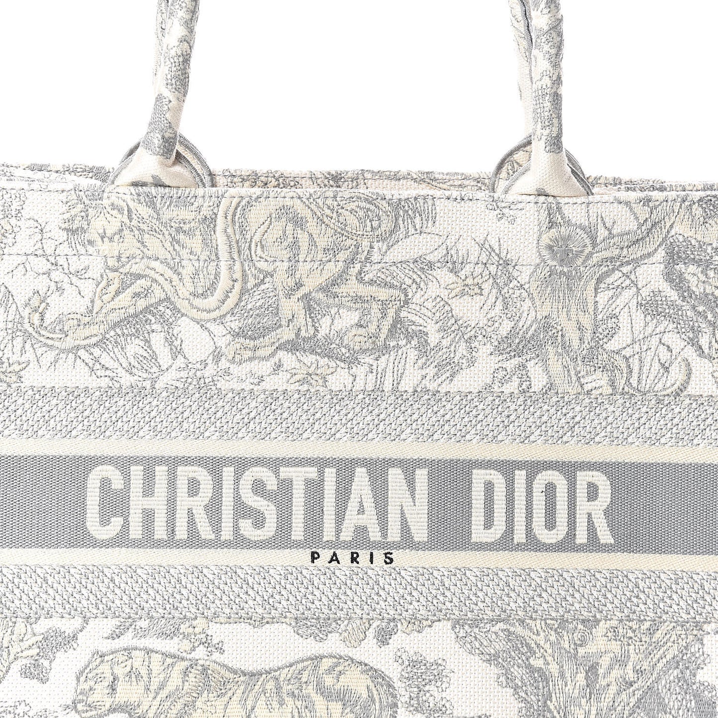Canvas Embroidered Medium Dioriviera Toile De Jouy Book Tote Gray