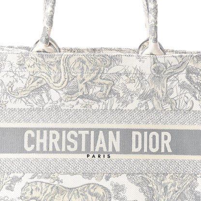 Christian Dior Canvas Embroidered Medium Dioriviera Toile De Jouy Book Tote Gray 7 of 9