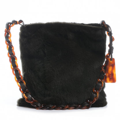 Chanel Rabbit Fur Tortoise Chain Shoulder Bag Black 1 of 7