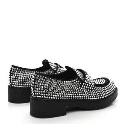 Prada Satin Crystal Metal Triangle Logo 50mm Loafers 38 Cristal 4 of 9