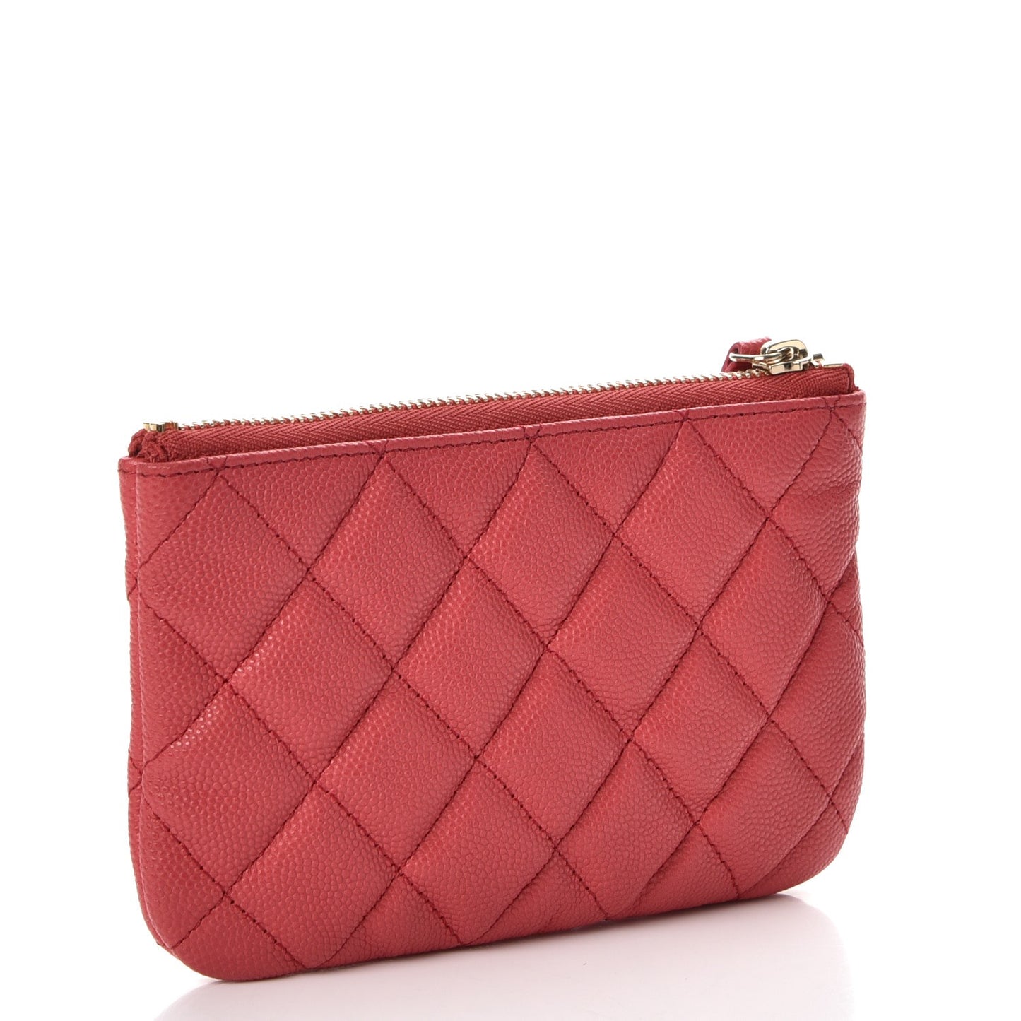 Caviar Quilted Small Cosmetic Case Dark Pink