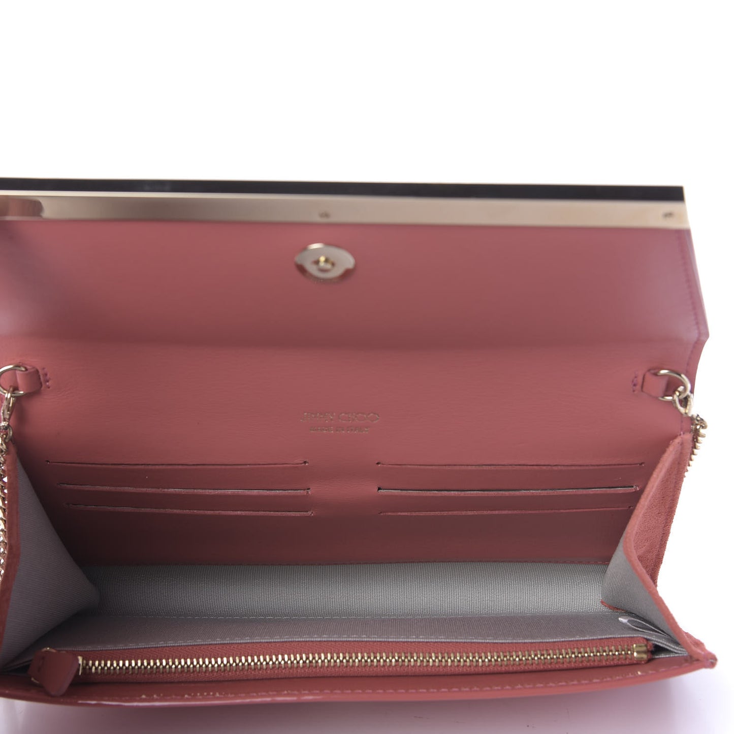 Patent Suede Margot Clutch Coral Pink