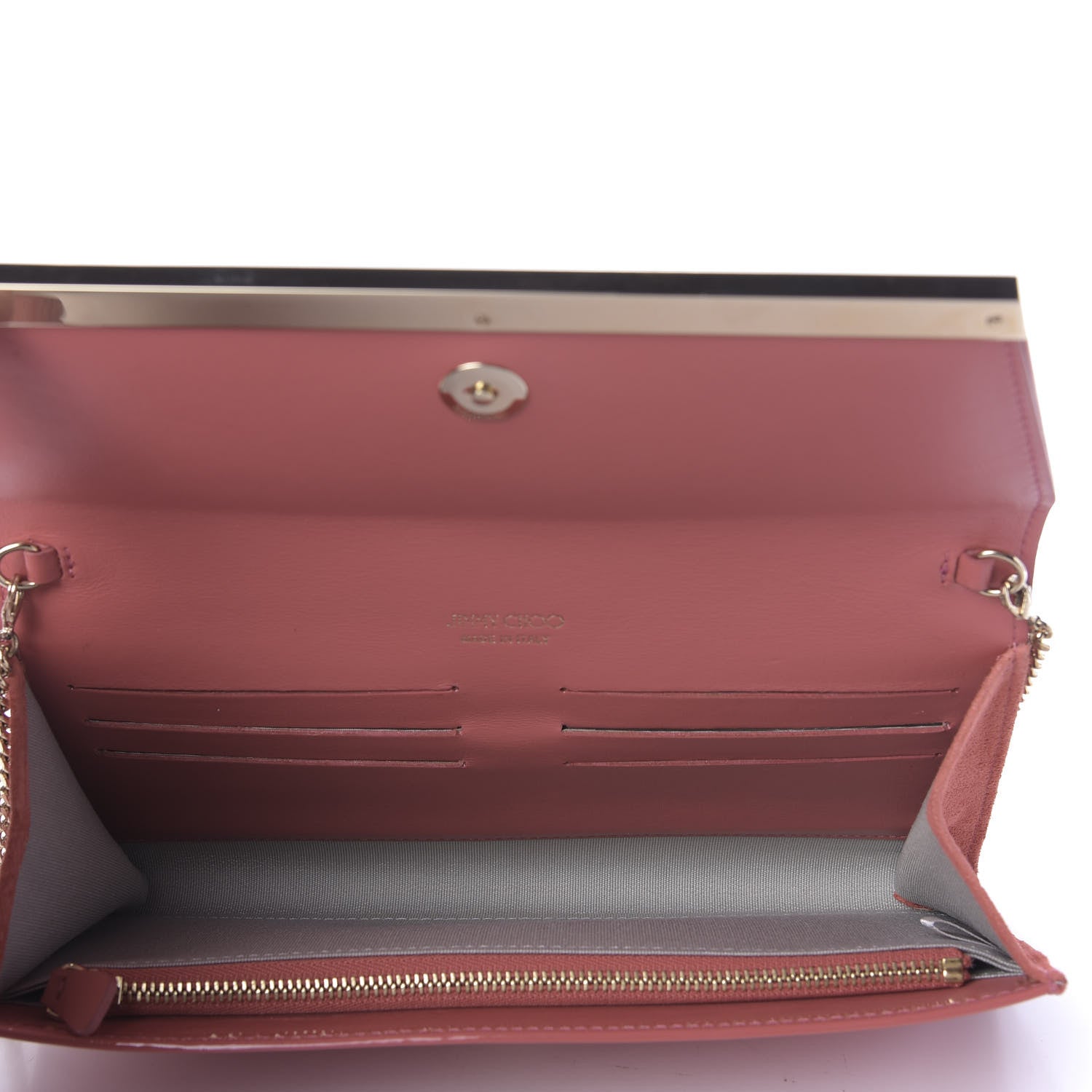 Jimmy Choo Patent Suede Margot Clutch Coral Pink 5 of 9