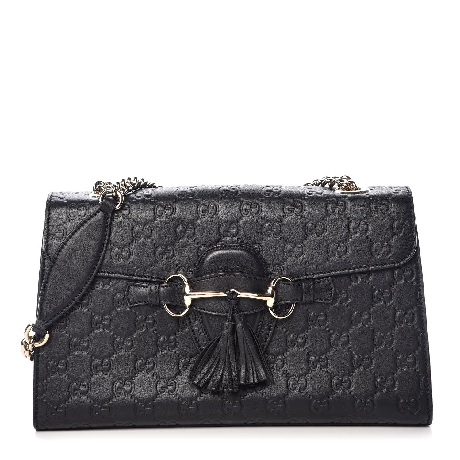 Gucci Guccissima Medium Emily Chain Shoulder Bag Black 1 of 9
