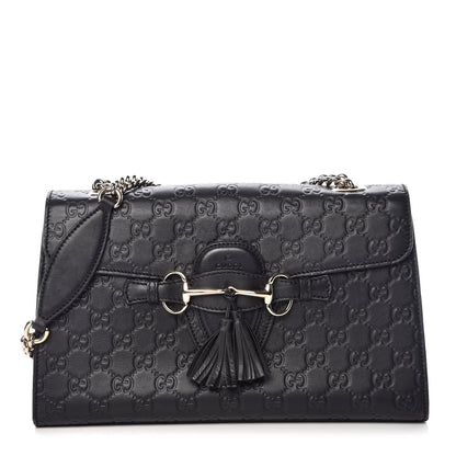 Gucci Guccissima Medium Emily Chain Shoulder Bag Black 1 of 9