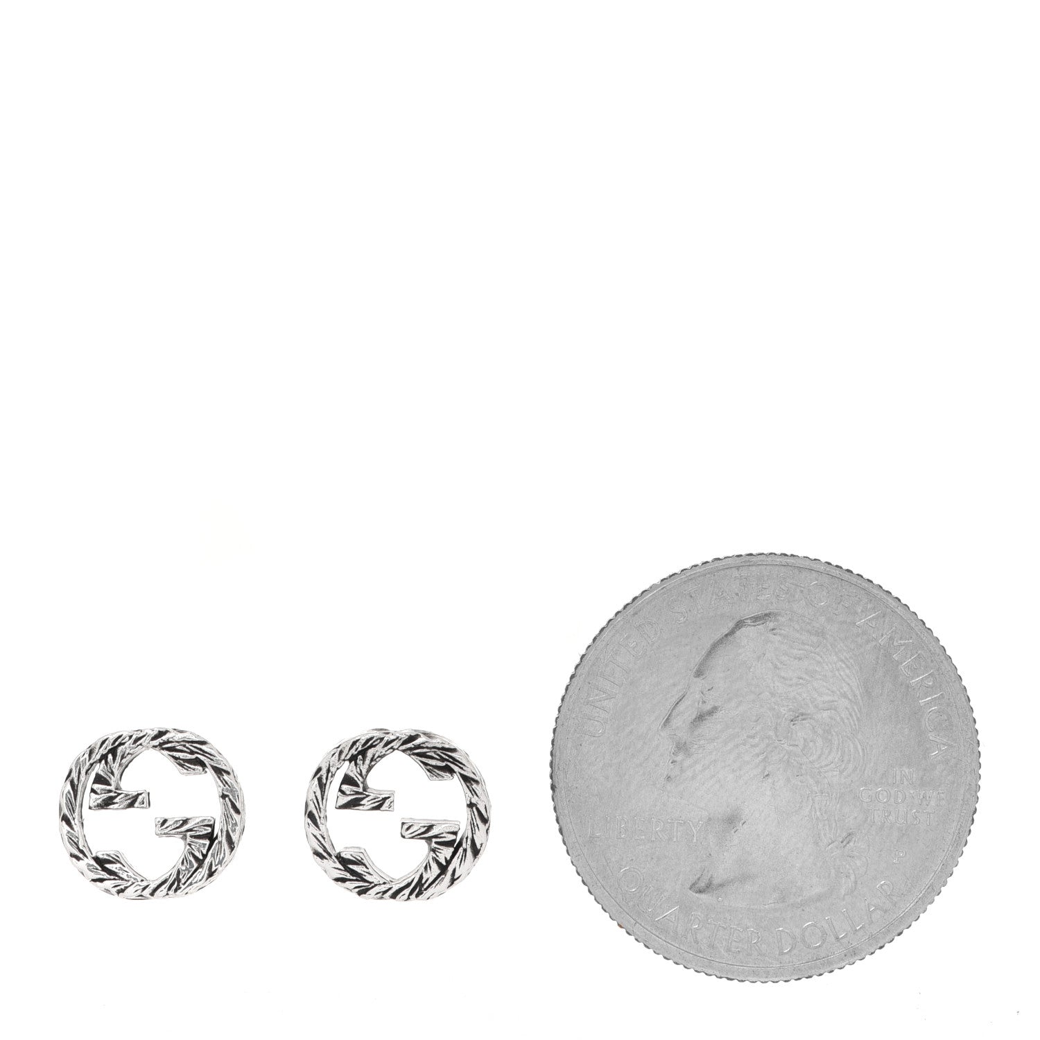 Gucci Sterling Silver Textured Interlocking G Stud Earrings 2 of 5