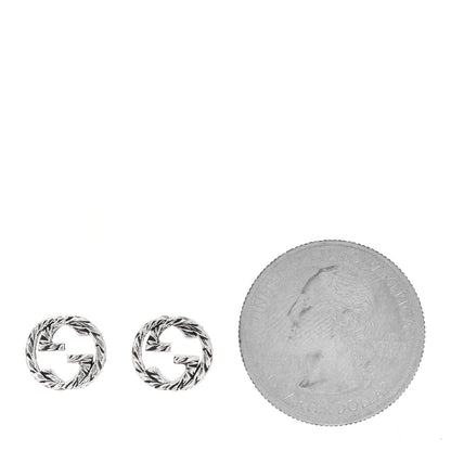 Gucci Sterling Silver Textured Interlocking G Stud Earrings 2 of 5