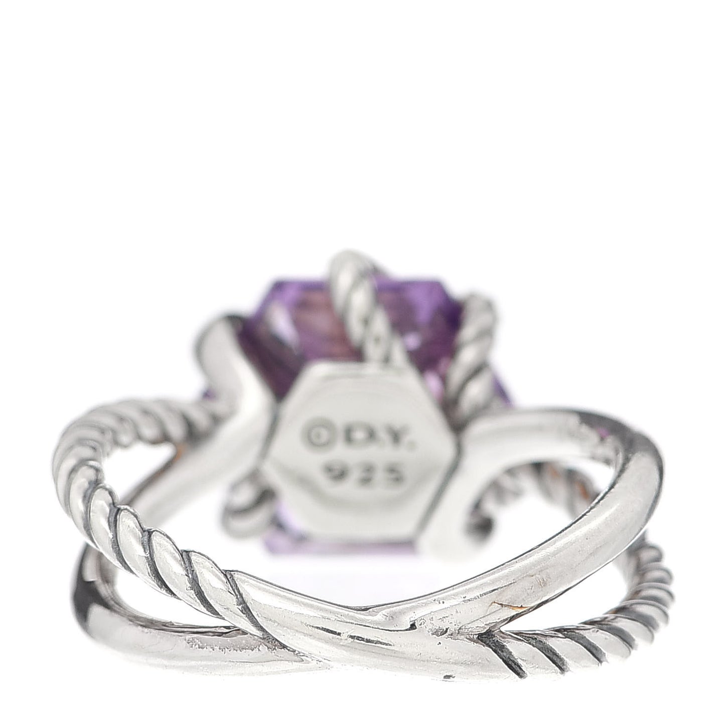 Sterling Silver Diamond Amethyst 10mm Cable Wrap Ring 50 5.5