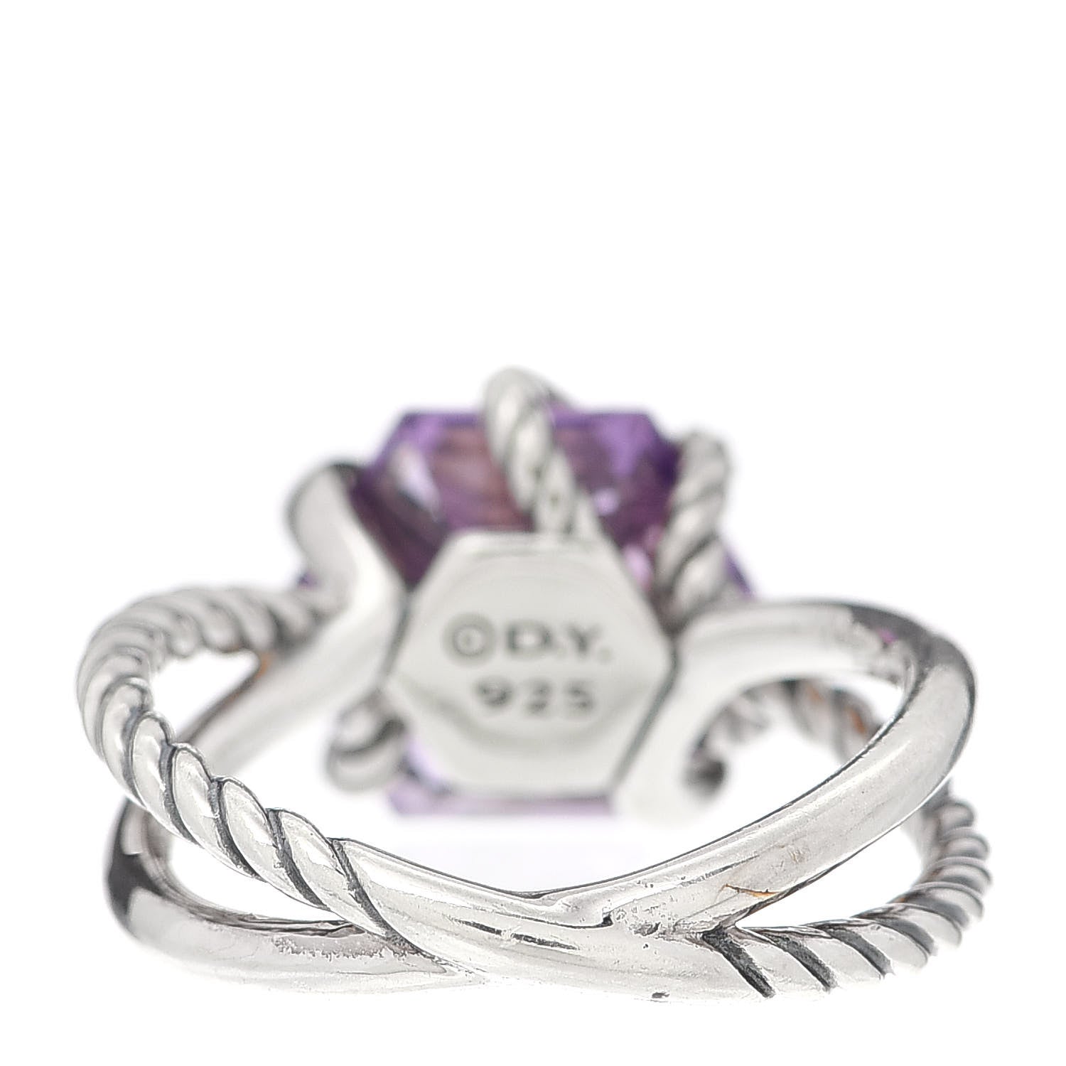 David Yurman Sterling Silver Diamond Amethyst 10mm Cable Wrap Ring 50 5.5 3 of 4