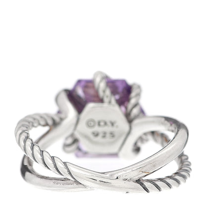 David Yurman Sterling Silver Diamond Amethyst 10mm Cable Wrap Ring 50 5.5 3 of 4
