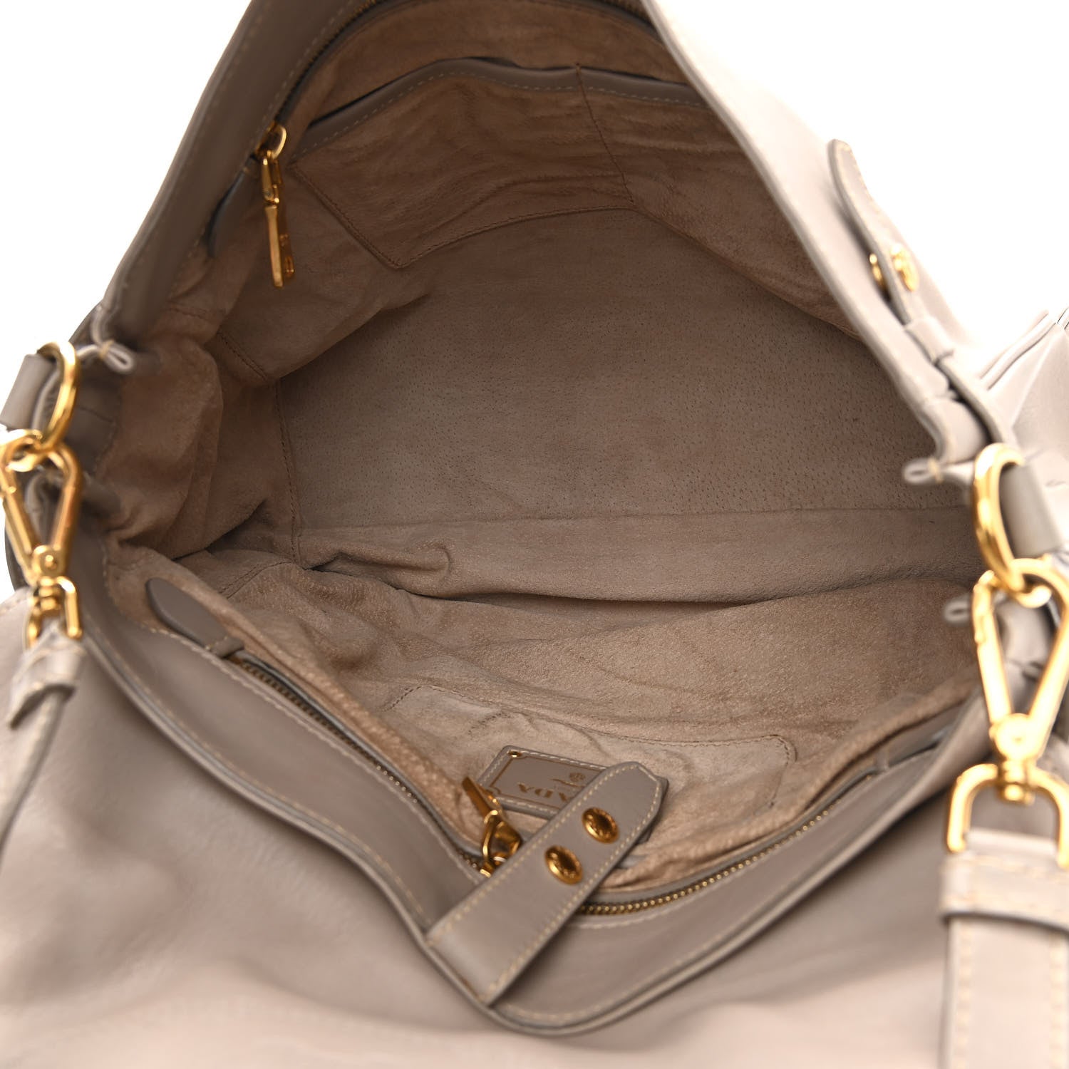 Prada City Calfskin Foldover Pushlock Top Handle Satchel Argilla 4 of 12