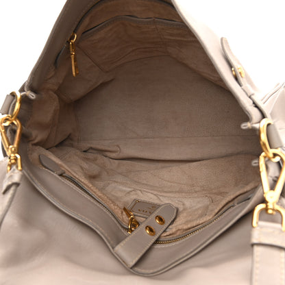 Prada City Calfskin Foldover Pushlock Top Handle Satchel Argilla 4 of 12