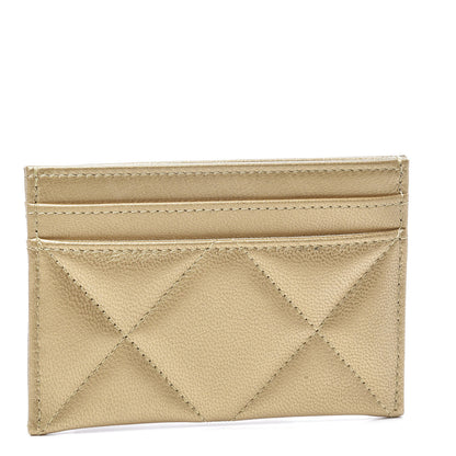 Chanel Metallic Goatskin Quilted Chanel 19 Card Holder Gold 2 of 10