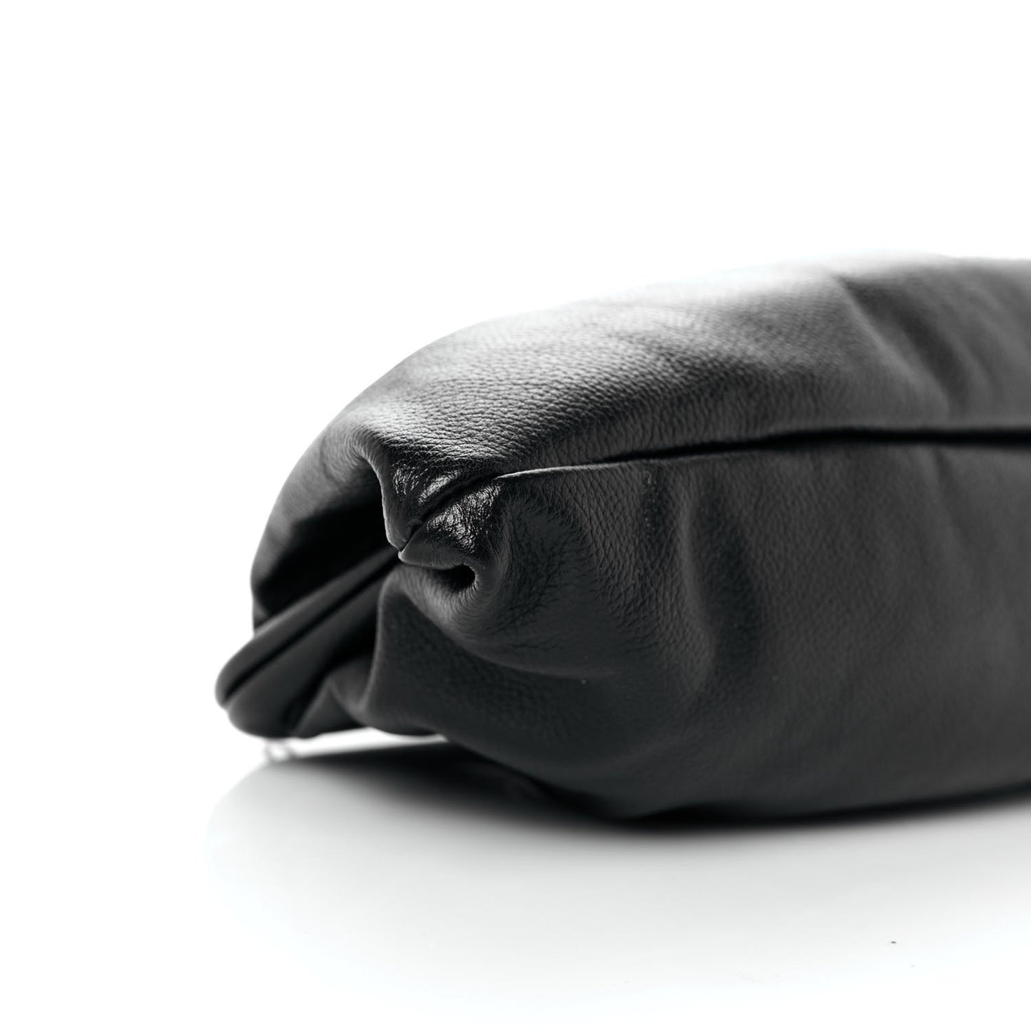 Grained Calfskin Logo XL Cloud Clutch Black
