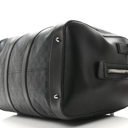 Gucci Soft GG Supreme Monogram Appia Calfskin Web Large Carry On Duffle Bag Black Grey 9 of 16