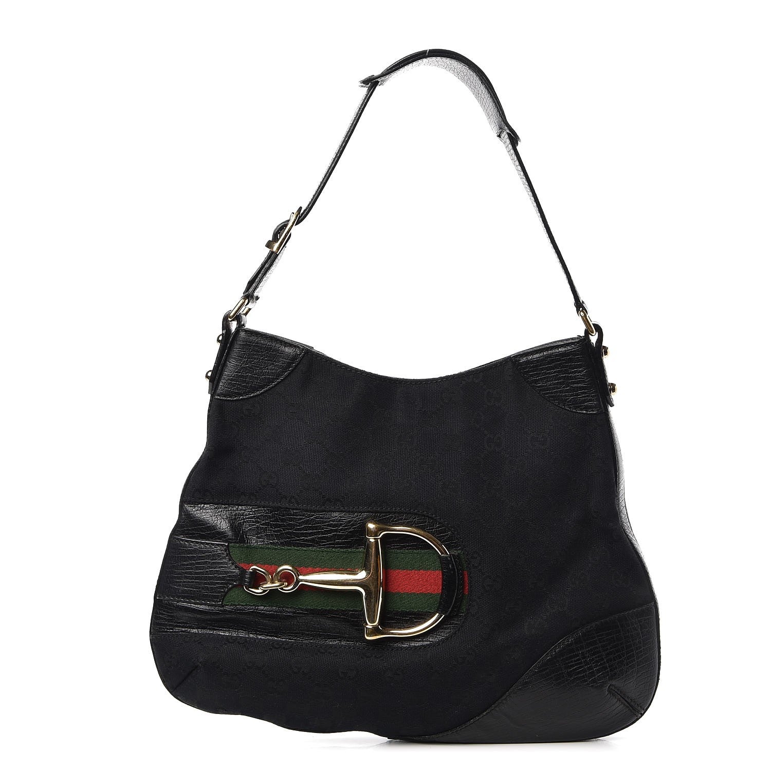 Gucci Monogram Web Hasler Hobo Black 1 of 8