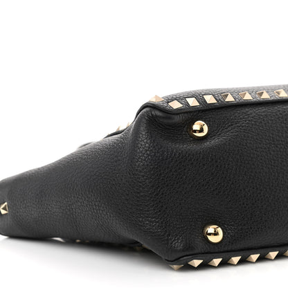 Valentino Garavani Grained Calfskin Small Rockstud Tote Black 8 of 10