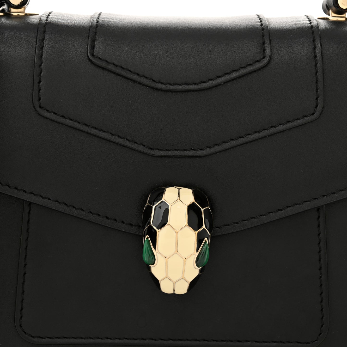 Calfskin Serpenti Forever Top Handle Black