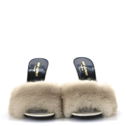 Saint Laurent Mink Calfskin Roy Mule Sandals 39 Cream 6 of 23