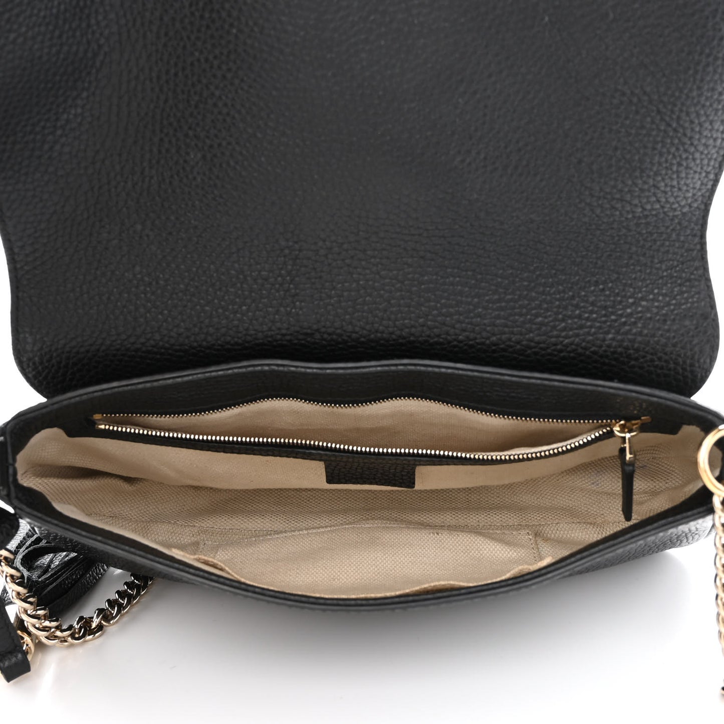 Pebbled Calfskin Medium Soho Flap Crossbody Black