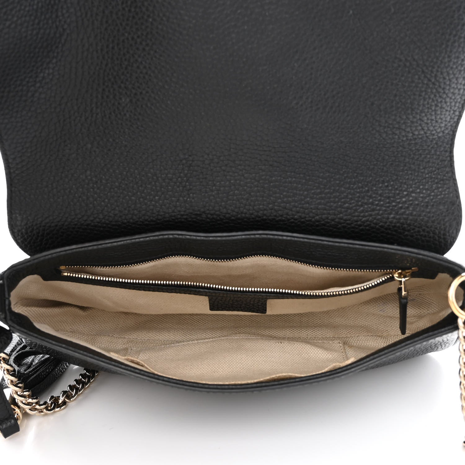 Gucci Pebbled Calfskin Medium Soho Flap Crossbody Black 5 of 9