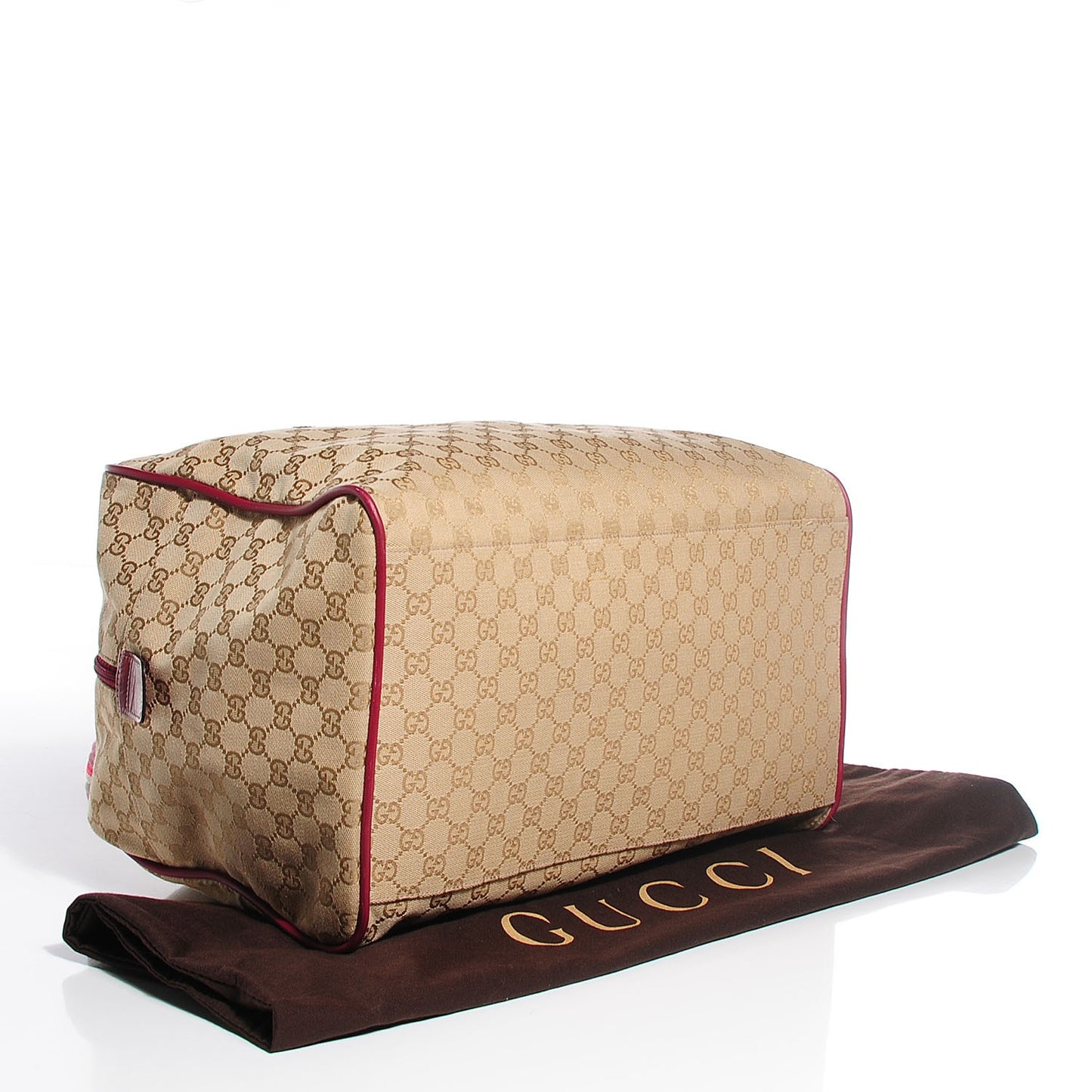 GG Monogram Web Medium Collapsable Carry On Duffle Beige Red