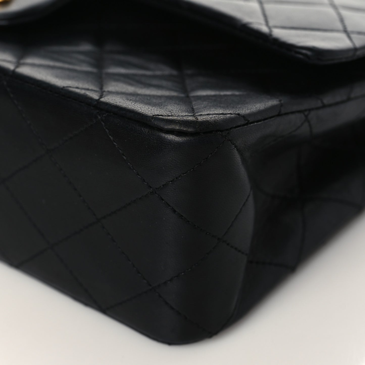 Lambskin Quilted Medium Double Flap Black