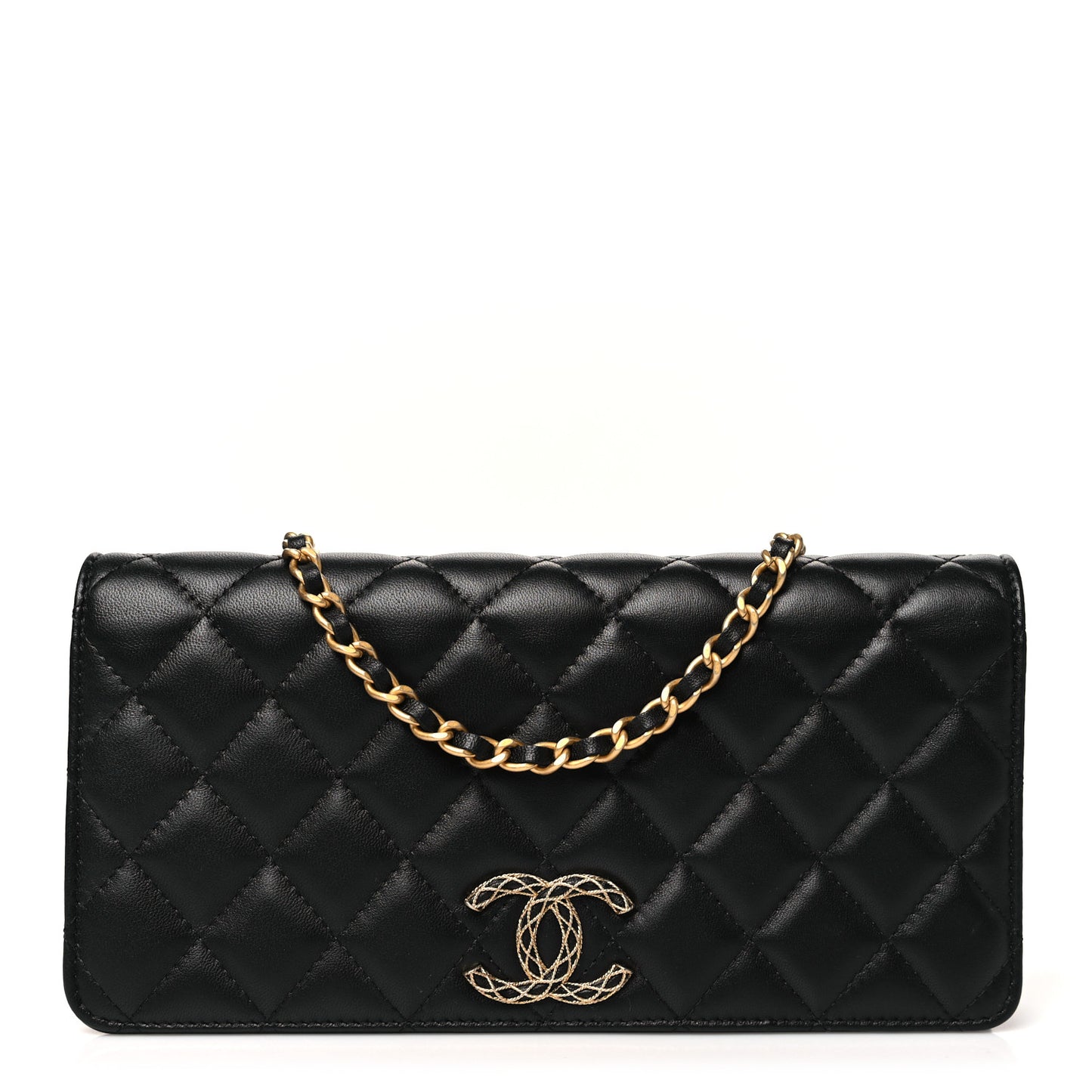 Lambskin Quilted CC Clutch On Chain Black