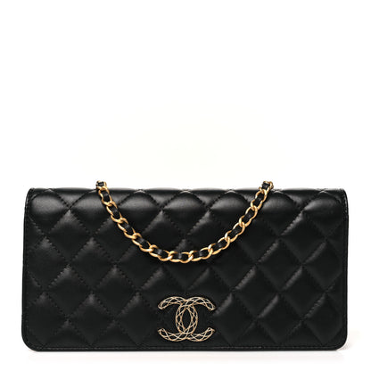Chanel Lambskin Quilted CC Clutch On Chain Black 1 of 12